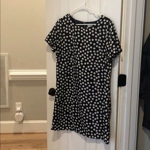 J Crew Polka dot sheath dress - navy blue & white